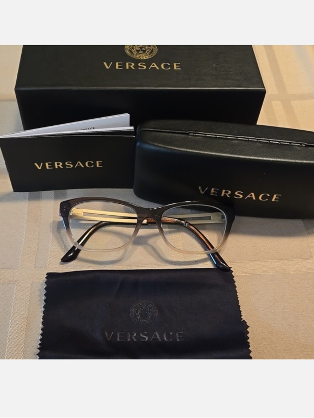 VERSACE glasses bundle w/case, box & cloth
